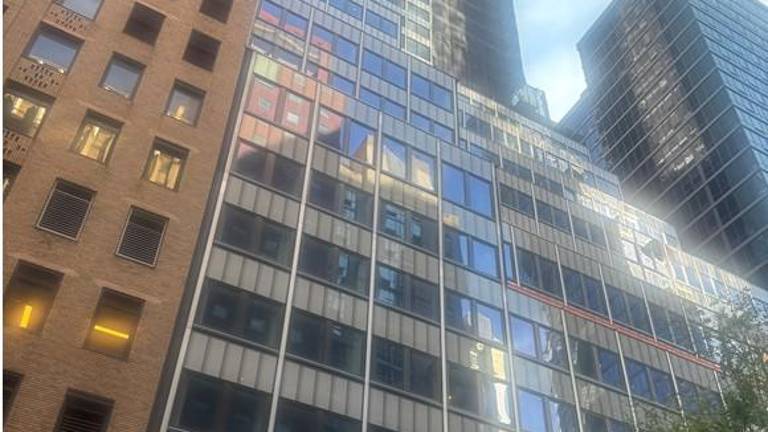 The E. 43rd St. rear of the former Pfizer HQ. The buckled beams of the building at 235 E. 42nd St. were in the northwest corner of the building, which caused nearby buildings to be vacated and roads closed until July 24. The cause of the near catastrophe remains under investigation.