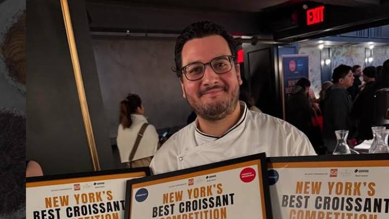 In happier times, Julien Khalaf shows his three consecutive People’s Choice Awards won by Julien Boulangerie shops in the New York’s Best Croissant Competition.