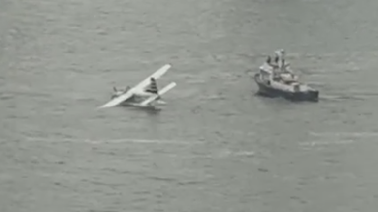A seaplane made a hard landing into the East River on July 5, but emergency responders rescued all eight passengers and two crew members within minutes.