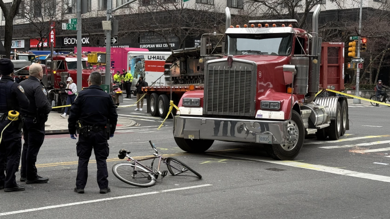 The Rhode-Island plated truck involved in the accident. The vehicle has a history of infractions, totaling nine since 2017.