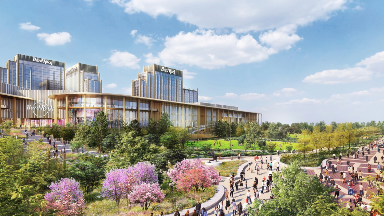 NYC came one step closer to receiving three casinos on Dec. 1, including a Hard Rock branch next to Citi Field (rendered above). Manhattan was not in the running, after local opposition killed multiple bids months ago.